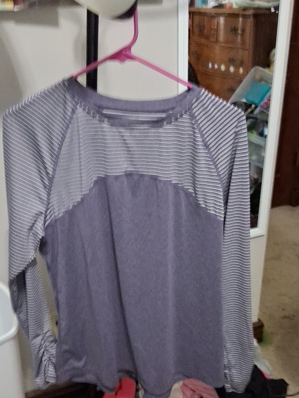 Avia Lavender Long-Sleeve Raglan Stripe Top